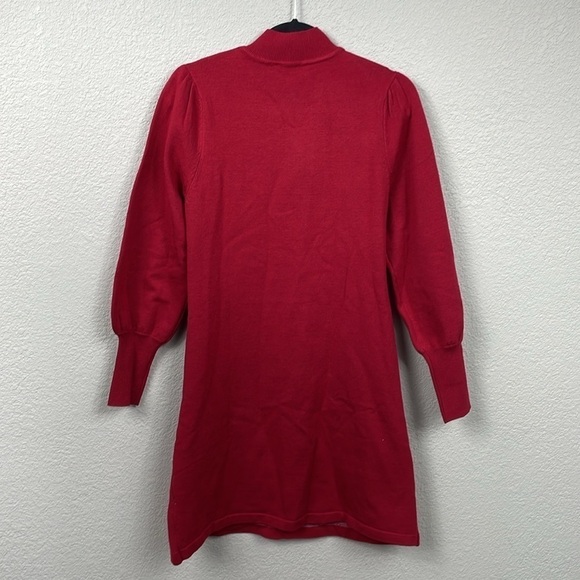 Boston Proper Embellished Snowflake Sweater Dress Rhinestone Faux Pearl Sz M - Picture 8 of 14